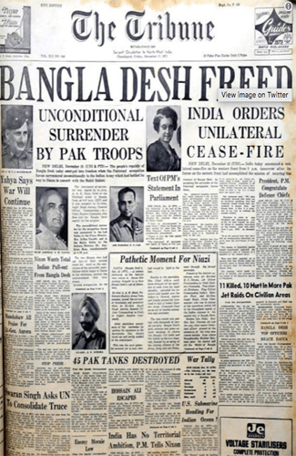 A newspaper cutting on Indo-Pak war 