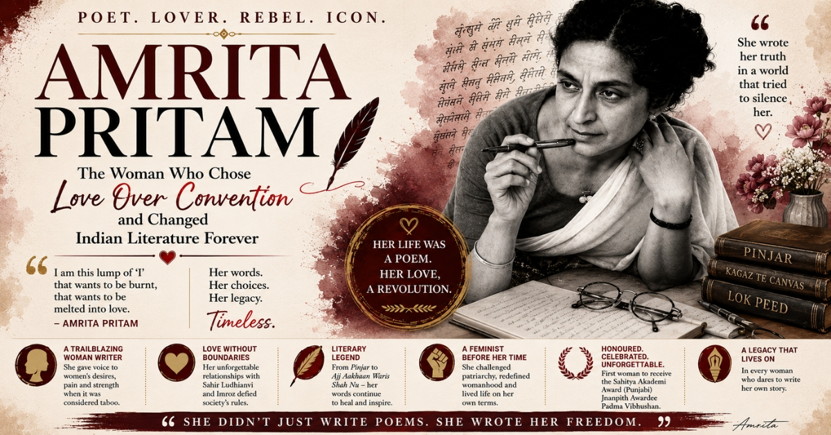 Amrita Pritam: The Woman Who Chose Love Over Convention and Changed Indian Literature Forever